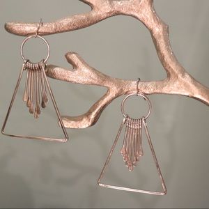Silver dangly triangle earrings